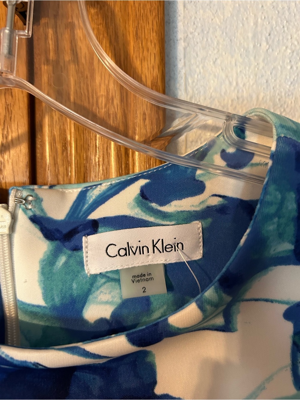 NWT Calvin Klein Blue Floral Dress - Size 2 - Picture 3 of 7